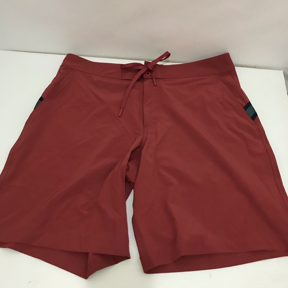 Lands’End Men's Rust Red Swim Shorts - Drawstring Boardshorts Size 34